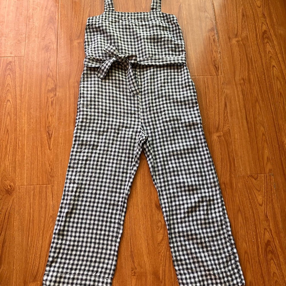 Quince Black and White Gingham Jumpsuit